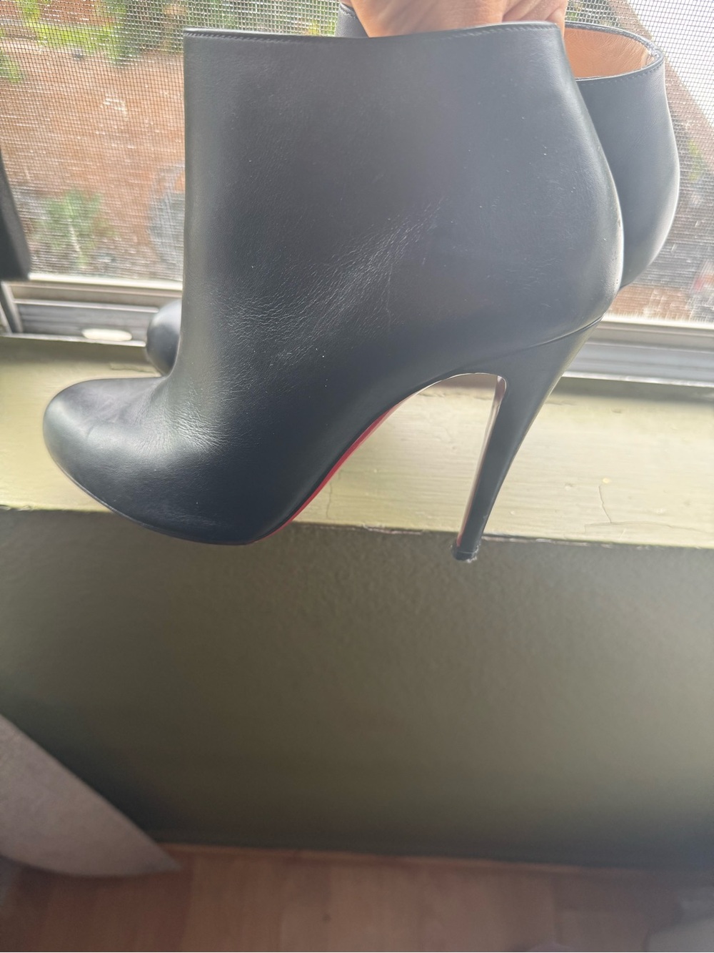 Christian Louboutin black High Heel Platform Pump Booties.